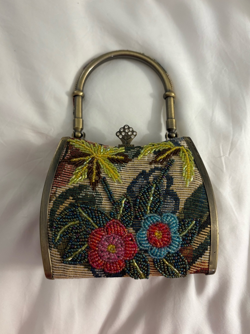 Beaded Floral Clutch Wristlet in Multicolor